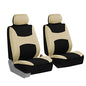 TLH Light and Breezy Flat Cloth Automotive Car Seat Covers Front Set Only, Airbag Compatible, Beige Color Universal Fit Car Seat Protector for Cars, Auto, Trucks, SUV - color: BeigeBlack