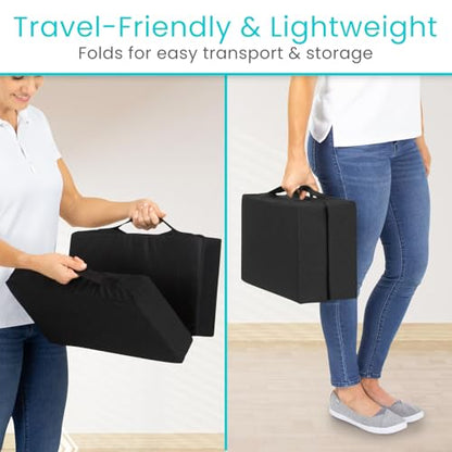 Vive Orthopedic Seat Cushion - Folding Wheelchair Cushion - for Stadium, Car, Office Chair Seat - Portable Coccyx Pad for Comfort Support Pillow for Sciatica, Lower Back, Tailbone Pain Relief