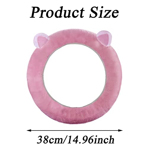 JXJKMMN Cute Fluffy Steering Wheel Cover - Furry Ear, Winter Warm Fuzzy Car Decoration (Pink) - color: Pink
