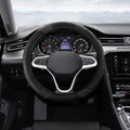 Car Steering Wheel Cover, Steering Wheel Protector, Universal 14.5-15 Inch Microfiber Leather Breathable Auto Steering Wheel Covers, Carbon Fiber Steering Wheel Cover for Women Men (Black) - color: Black