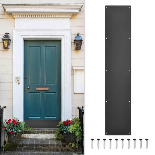uxcell Door Kick Plate, 8 x 34 Inches Aluminum Kick Plate Door Plate, 1.5mm (1/16 Inch) Thickness, for Exterior Front Door or Back Door, Black (Single Pack) - color: Black, size: 8 x 34 Inch