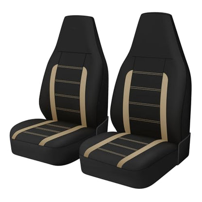 AUTOYOUTH Auto Car Front Seat Covers Bucket Seat Cover Automotive Universal Fit for Sedan Truck Trend Car Accessories - Beige - color: Beige