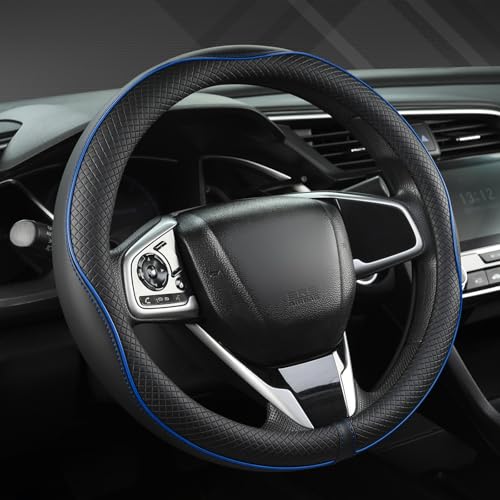 West Llama Microfiber Leather Car Steering Wheel Cover for Chevy Silverado,Tahoe,Equinox,Traverse,Trailblazer,Colorado (Black+Blue Line - Standard Size) - color: ['D-Black+Blue']