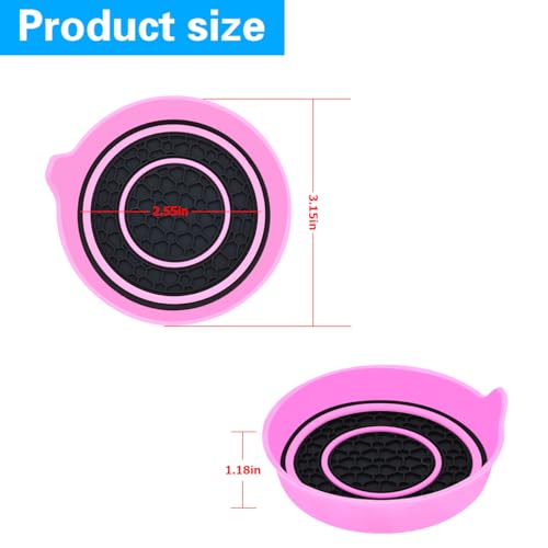 Mandark Car Cup Holder Coaster, 2.75 Inch Non-Slip Vehicle Cup Holder Insert Mats, Dustproof Automotive Interior Console Cup Insulated Pads Accessories, Universal for SUV, Sedan, Truck (Pink) - color: Pink