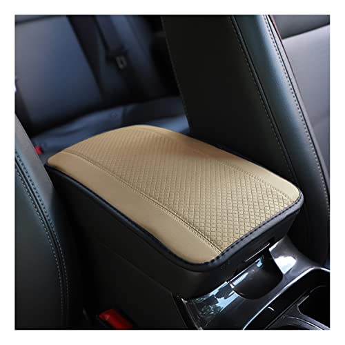 Ziciner Leather Car Center Console Armrest Pad, PU Waterproof Auto Seat Box Cover Protector, Hand Rest Cushion Protection Pad, Vehicles Interior Accessories Universal for Car,SUV (Beige) - color: Beige