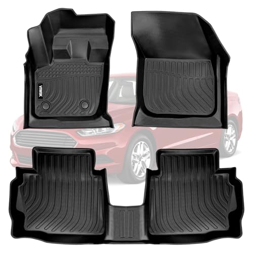 VIWIK Floor Mats for Ford Fusion 2013-2016 & for Lincoln MKZ 2013-2016, TPE Rubber Car Mats All Weather Custom Floor Liners for Fusion & MKZ Front & Rear Non-Slip Odorless - size: Fit for 2013-2016 Fusion/ MKZ