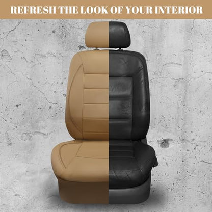 CAR PASS Piping Leather Seat Cover,Universal FIT with Composite Sponge Inside,Airbag Compatible and Reserved Opening Holes,Inside zipper for Cars,Sedan,SUV,Truck(Full Set,Beige with Tan Piping-Stripe) - color: Beige with Tan Piping-Stripe