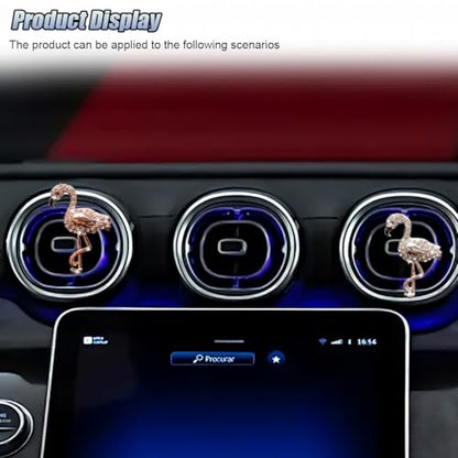 2PCS Bling Flamingo Car Dashboard Air Vent Trim Clips, Crystal Rhinestone Animal Car Air Fresheners Outlet Clip, Cute Automotive Interior Diffuser Decoration Accessories for Women (Flamingo) - size: Flamingo