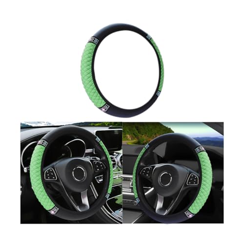 LoyaForba Bling Soft Leather Steering Wheel Cover, 15 Inch Colorful Rhinestones Auto Elastic Steering Wheel Protector, Sparkly Crystal Diamond for Women Girls, Car Accessories for Most Cars (Green) - color: Green