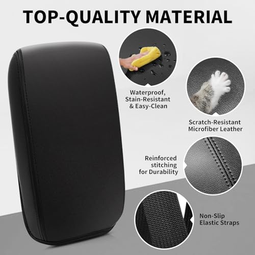 Center Console Armrest Cover Compatible with Honda Civic 2012-2015 Accessories, Premium Leather Arm Rest Cover Pad, Car Middle Console Cover (Black) - size: 2012-2015 Honda Civic