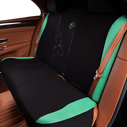Flying Banner Butterfly car seat Covers ful Set Fashion Universal Lady Woman Female Rear Bench Split Colorized (Mint Green, Full Set - Lace) - color: Mint Green Lace, size: Full set