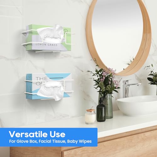 THYGIFTREE Glove Box Holder Wall Mount Dispenser, 2 Pack with 1 Small + 1 Large Rack, Small Fits 100 Count Boxes, Large Fits 100 & 200 Count Boxes, Fits Most Nitrile Latex & Vinyl Glove Boxes, White - color: White - 2Pack (Fits Standard Box)