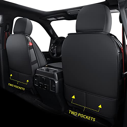 LUCKYMAN CLUB F150 Faux Leather Seat Covers Fit for 2010-2014 F150 2011-2016 F250 F350 F450 Pickup Trucks(Front Pair, Black) - color: Black, size: (2010-2014) Front Pair