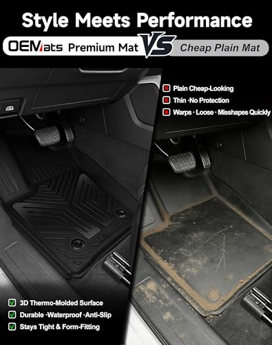 Premium Color TPE Floor Mats for Toyota Tacoma 2024 2025 2026 Double Cab Auto Tran (Not fit Hybrid) | Carbon Fiber Wing Design | All-Weather Floor Liners TRD/SR/SR5/limited 1st&2nd Row Mats