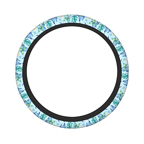 Sea Turtle Steering Wheel Cover Anti-Slip,Sweat Absorption Universal 15 inch Steering Wheel Covers Cute car Accessories for Men Women - color: 1