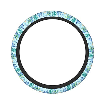 Sea Turtle Steering Wheel Cover Anti-Slip,Sweat Absorption Universal 15 inch Steering Wheel Covers Cute car Accessories for Men Women - color: 1
