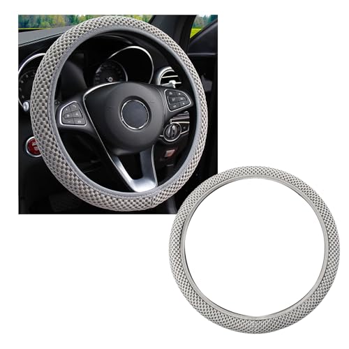 Kewucn Car Elastic Stretch Steering Wheel Cover, Soft Microfiber Breathable Ice Silk, Universal 15 Inch Anti-Slip Auto Steering Wheel Protector, Fit Car, SUV, Van, Sedan, Truck (Gray) - size: Gray
