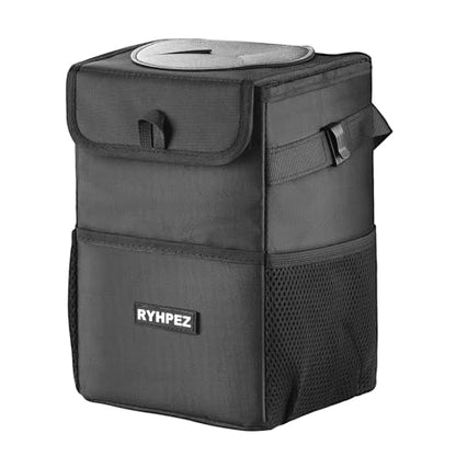Ryhpez Car Trash Can with Lid - Leakproof Trash Bin Car Garbage Can, Collapsible Automotive Truck Organizer and Storage Bag Car Accessories for Women Men Road Trip Essentials
