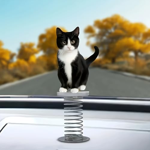 Cat Spring Car Dashboard Decor - 2D Acrylic Dashboard Ornament with Autumn Scenery Design, Compact Car Interior Accessory for Desk, Home, or Office Decoration