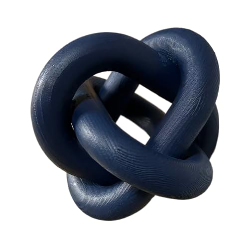 Wood Knot Link Chain Decor Hand-Carved Coffee Table and Shelf Decorative Object for Farmhouse, Rustic, Boho, Modern Living and Bedroom Spaces (Blue)