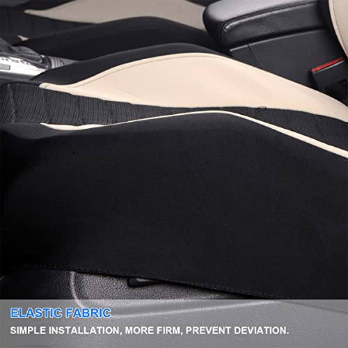 Car Front Seat Covers, Bucket One-Piece Auto Front Seat Protectors, 2PCS Premium Breathable Vehicle Seat Cushions Airbag Compatible, Car Accessories Universal for SUVs, Trucks, Car (Beige) - color: Beige