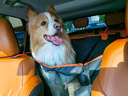 FAN WU 2-in-1 Dog Car Seat Cover with Removable Sniffle Mat - Calming Anxiety Relief Dog Hammock for Back Seat, 100% Waterproof Scratchproof Pet Seat Protector, Universal Fit for Cars, SUVs & Trucks