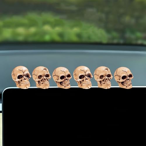 Sugar Skull Car Accessories Rear View Mirror Accessories, Cool Skull Car Dash Decor Cute Screen Display Ornament Halloween Decorations, Small Gifts for Men/Women - color: 6 Skulls