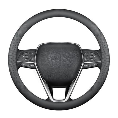 LKWLIKEI Nappa Premium Leather car Steering Wheel Cover, Non-Slip, Breathable, Universal 15 inches, Black. - color: Black