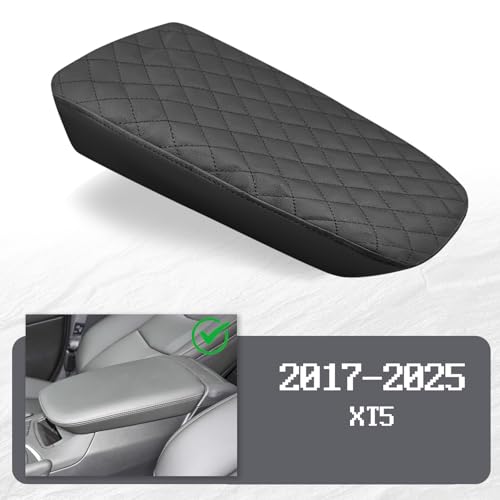 Center Console Cover Compatible with Cadillac XT5 2016-2023 XT6 2020-2025, Leather Middle Console Armrest Lid Cover Protector, Anti-Scratch, Black