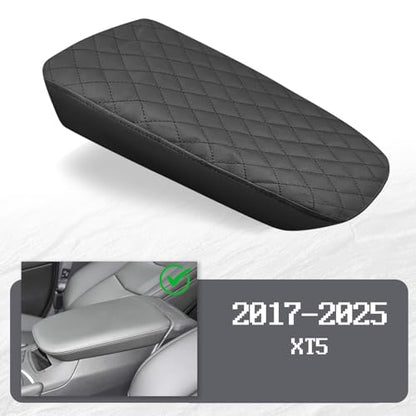 Center Console Cover Compatible with Cadillac XT5 2016-2023 XT6 2020-2025, Leather Middle Console Armrest Lid Cover Protector, Anti-Scratch, Black