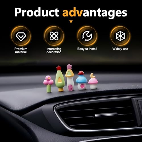 5 PCS Car Dashboard Miniature Ornaments, Cute Fairy Tale Automotive Dashboard Decorations, Self-Adhesive Funny Car Central Control Panel Ornament, Universal for Most Cars