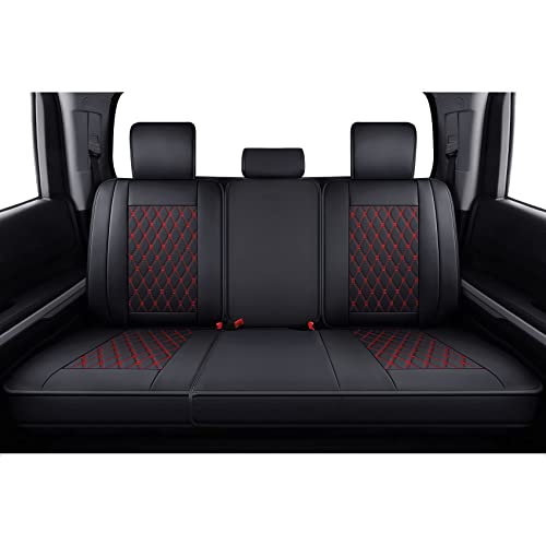 LUCKYMAN CLUB 2007-2021 Tundra Pickup Trucks Car Seat Covers X05-T3 Full Set, Fit Fit SR5 SR Platinum TRD PRO Trims Crew/Crewmax/Extended/Double Cab with Water Proof Faux Leather (Black&Red Full Set) - color: Black&Red, size: 2007-2021 Full Set