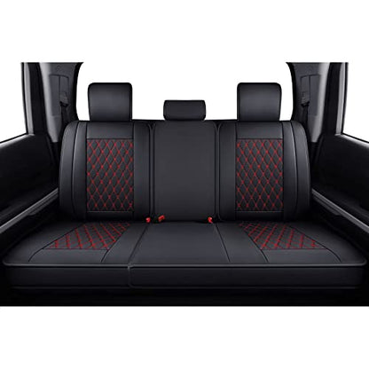 LUCKYMAN CLUB 2007-2021 Tundra Pickup Trucks Car Seat Covers X05-T3 Full Set, Fit Fit SR5 SR Platinum TRD PRO Trims Crew/Crewmax/Extended/Double Cab with Water Proof Faux Leather (Black&Red Full Set) - color: Black&Red, size: 2007-2021 Full Set