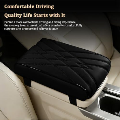 Car Center Console Cover, Memory Foam Vehicle Arm Rest Seat Box Cushion Pad, Scratch & Wear Resistant Automotive Middle Console Protector, Universal for SUV Automobile Truck (Black) - color: Black