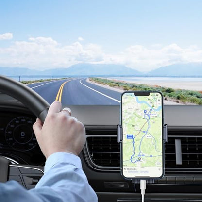 Blukar Car Phone Holder Mount, Super Stable Air Vent Cell Phone Car Mount with 2025 Metal Hook Clip, 360° Rotation,One Button Release for iPhone, Galaxy, Google, and All Other Smartphones