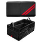 YOSRTER Car Trunk Organizer for Dodge Charger Durango Challenger Ram Collapsible Storage Box with Handle Foldable Lid Non Slip Bottom 2 Compartment Sturdy Base Panel for Dodge Accessories(Red Trim)