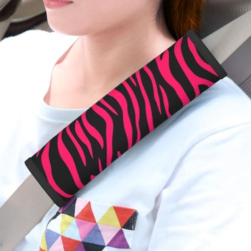 Seat Belt Cover Pads Hot Pink Black Zebra Print Car Seat Belt Covers for Women Men Adults Kids Soft Comfortable Auto Seatbelt Cushion Shoulder Strap Pad Handle Wraps, 1 Pair - color: Hot Pink Black Zebra Print