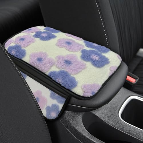 Car Center Console Cover, Soft Fluffy Car Armrest Seat Box Cushion Pad with 2 Storage Bags, Universal Vehicle Interior Protector Accessories for Most Sedans, SUVs, Trucks (Purple) - color: Purple
