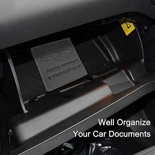 Car Registration and Insurance Holder, Premium PU Leather Vehicle Glove Box Car Organizer Men Women Wallet Accessories Case for ID, Driver's License - Grey - color: Grey