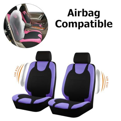 9PCS Car Seat Covers Full Set, Polyester Washable Vehicle 5-Seats Protectors with Headrest Cover, Comfortable Automobile Seat Interior Protection, Universal for Sedan Truck SUV (Purple)