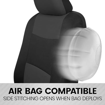 BDK PolyPro 2-Pack Front Car Seat Covers Set in Charcoal/Black - Front Seat Covers for Cars Trucks Vans SUVs Sedans, Easy to Install Front Car Seat Cover Protection, Universal Fit Car Accessories - color: 2 Fronts Only-Charcoal Gray
