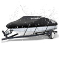 NEVERLAND Trailerable Boat Cover Waterproof Heavy Duty Marine Grade Polyester Canvas Fits V Shape/V-Hull and Tri-Hull Runabouts, Pro-STYL, Bass Boats (Boat Length 17-19ft, Beam Width up to 102",Black) - color: Black, size: C: 17'-19' Long, Beam width up t
