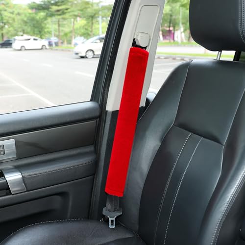 Soft Faux Fur Universal Fit Seatbelt Cover Car Truck SUV Airplane Seat Belt Shoulder Pad for Carmera Backpack Straps Neck Cushion Protector Extra Long 19.7in Red - color: Red, size: 19.7in 1pack
