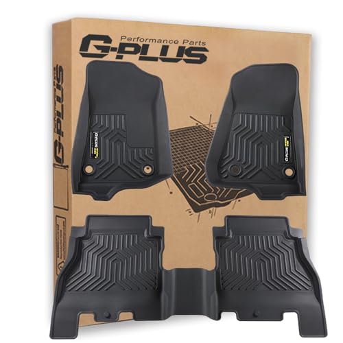 G-PLUS Floor Mats 3PCS Fit for Jeep Wrangler JL 2018-2025 Unlimited 4-Door Only (Not Fit for JK or 4XE), All Weather TPE Custom Fit Heavy Duty Floor Liners 1st & 2nd Row, Black - size: 18-24|Fit Jeep Wrangler|3PCS