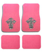 Universal Fit Front/Rear 4-Piece Full Set Crystal Bling Rhinestone Design Studded Carpet Car SUV Truck Pink Floor Mats - Pack of 4 (Greek Cross-Pink) - color: Greek Cross-Pink