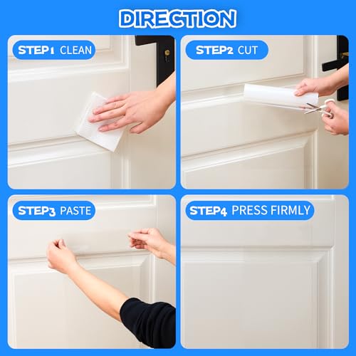 Door Protector from Dog Scratching, 51.2" x 8.2" Cat Scratch Door Frame,Adhesive Protector for Dogs, Anti Dog Scratch Door Guard Clear【3 Pack 】