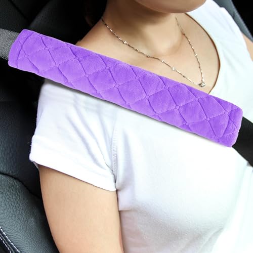 Soft Automotive Seat Belt Cover Seatbelt Shoulder Pad Neck Protector Cushions Universal Fit SUV Trucks Backpack 2 PCS Violet 10.2in - color: Purple, size: 10.2in-2pc