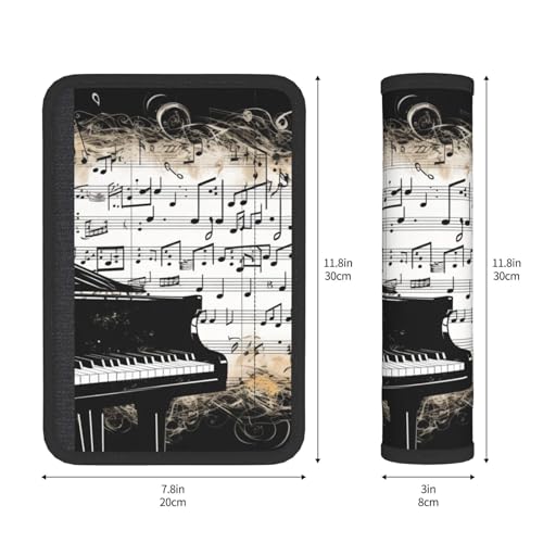 Seat Belt Cover Pads Vintage Music Notes Piano Car Seat Belt Covers for Women Men Adults Kids Soft Comfortable Auto Seatbelt Cushion Shoulder Strap Pad Handle Wraps, 1 Pair - color: Vintage Music Notes Piano