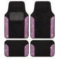 Carbella Diamond Bling Car Mats 4-Piece Set, Shiny Rhinestone Crystal Carpet Car Floor Mats, Two-Tone Floor Mats for Cars, Cute Automotive Interior Car Accessories for Women (Light Pink)