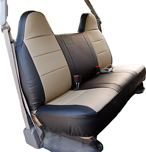 Custom-FIT Artificial Leather Front Bench seat Covers Designed for Ford F-250 350 450 (Black/Beige) - color: Black/Beige